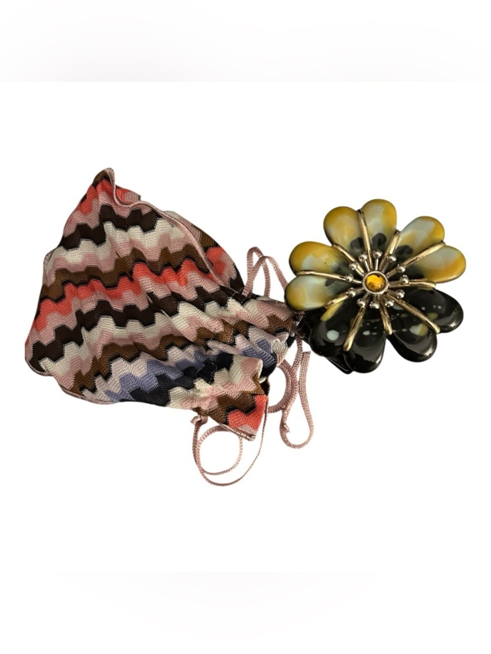 Missoni Rare Crystal & Enamel Floral Cuff Bracelet Statement Flower w/ Dust Bag - Picture 7 of 7